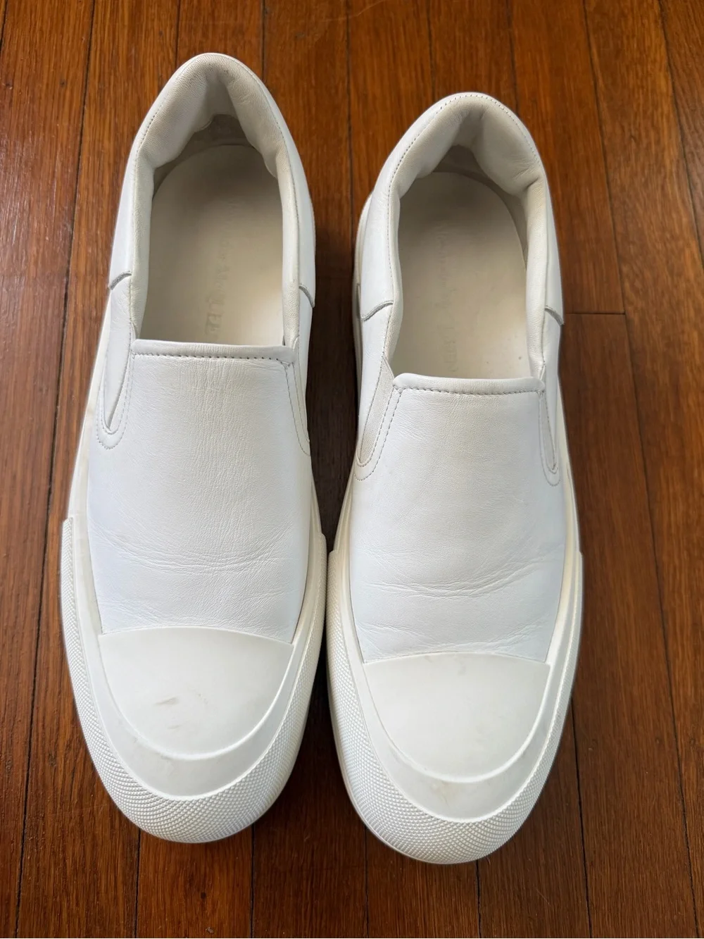 Alexander McQueen White Leather Slip-On Loafers mens size 12